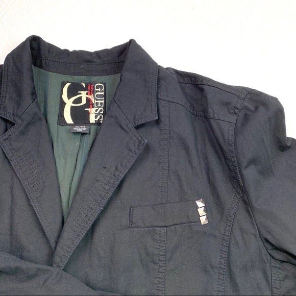 Vintage Guess Jacket Black Cotton Blazer XXL - Picture 5 of 8